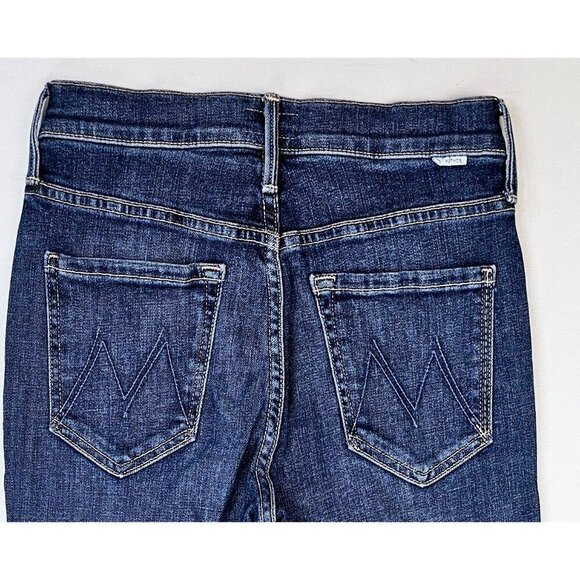 Mother Size 26X27 Women's The Cha Cha Fray Girl Crush Blue Denim Flare Jeans USA - Picture 11 of 14